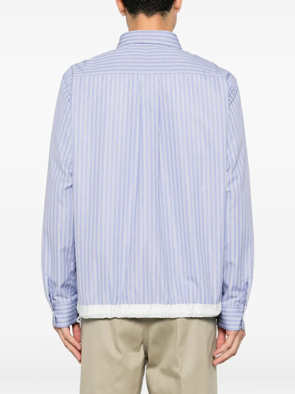 sacai Gestreept overhemd met trekkoord Blauw