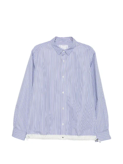 sacai striped drawstring-hem shirt