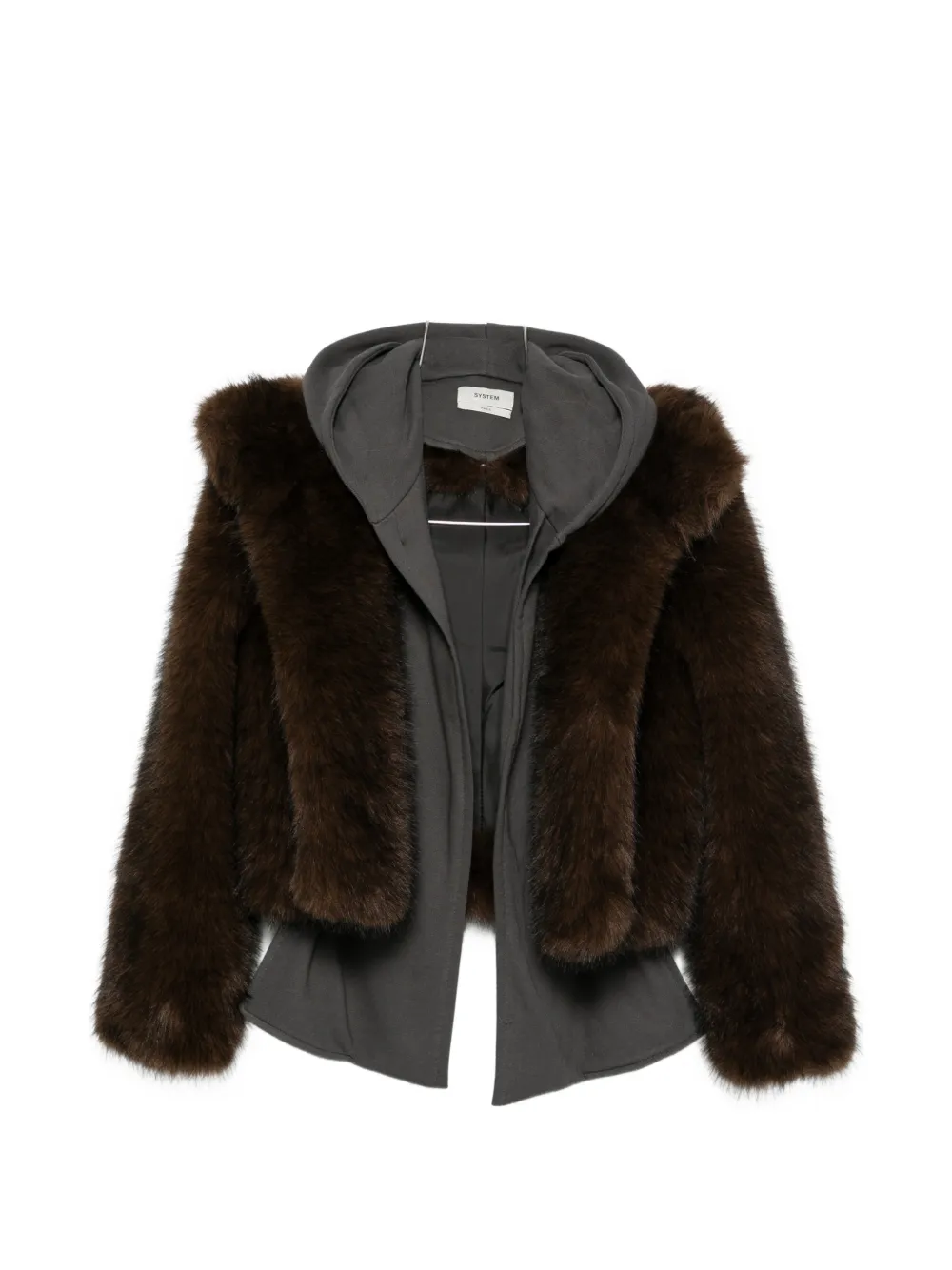 System faux-fur hooded jacket - Braun