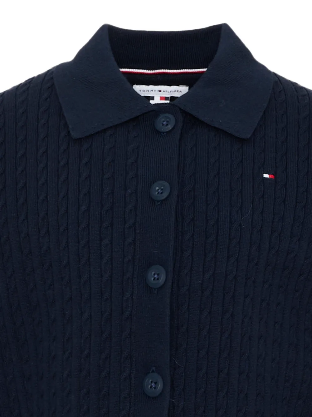 Tommy Hilfiger Junior Kabelgebreid vest met polokraag Blauw