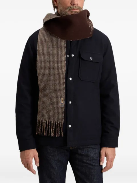 Woolrich checked fringed scarf
