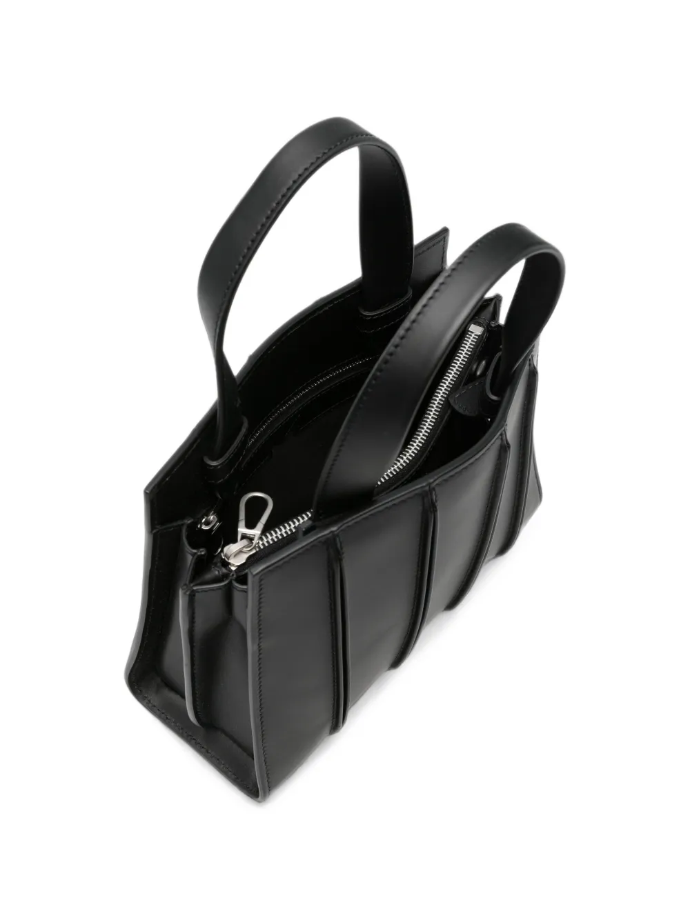 Max Mara Leren shopper met vlakken Zwart