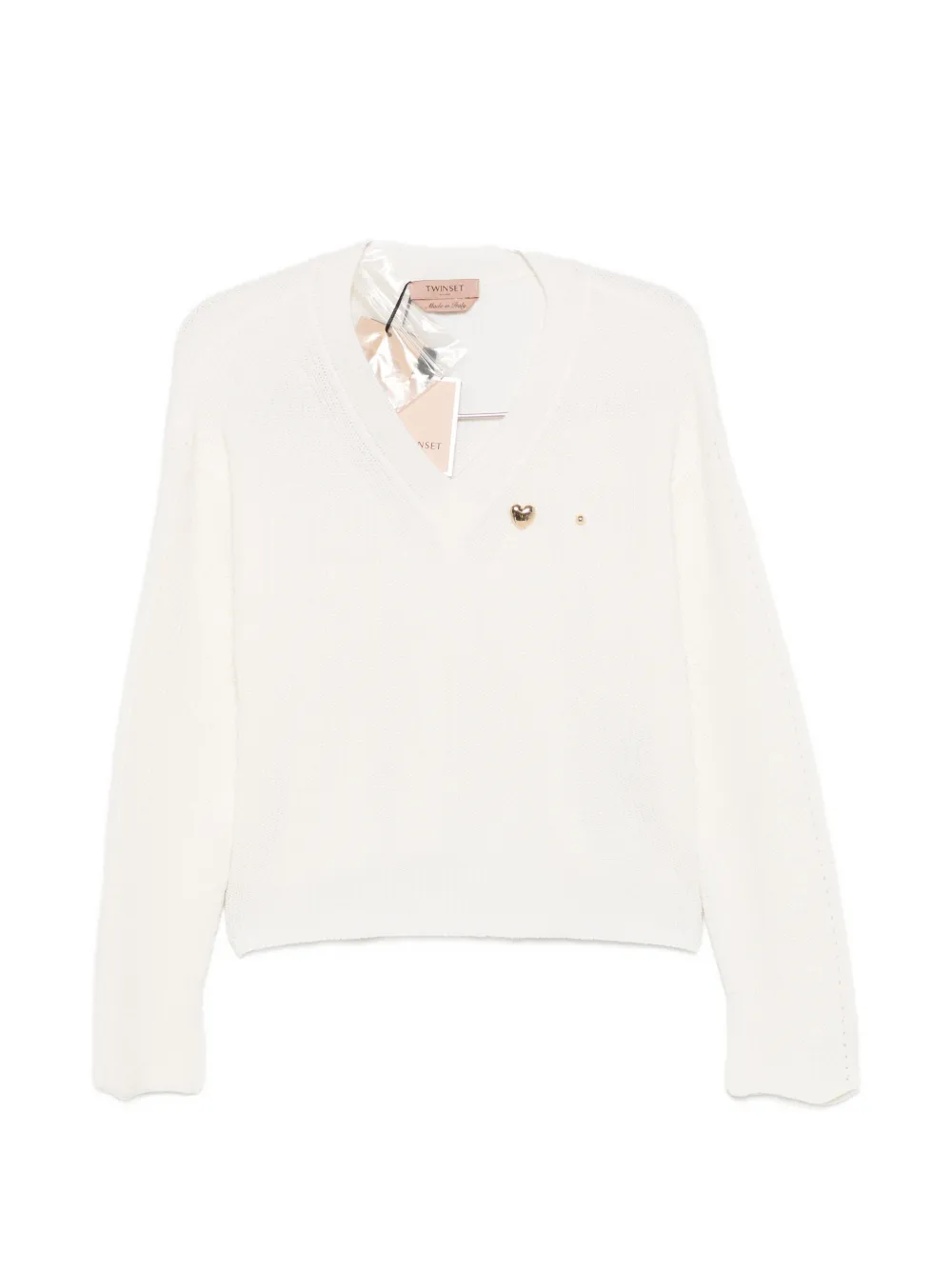 TWINSET ribbed-knit V-neck sweater - Weiß