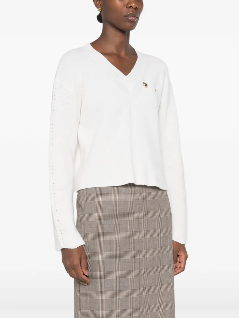 TWINSET Ribgebreide trui Wit