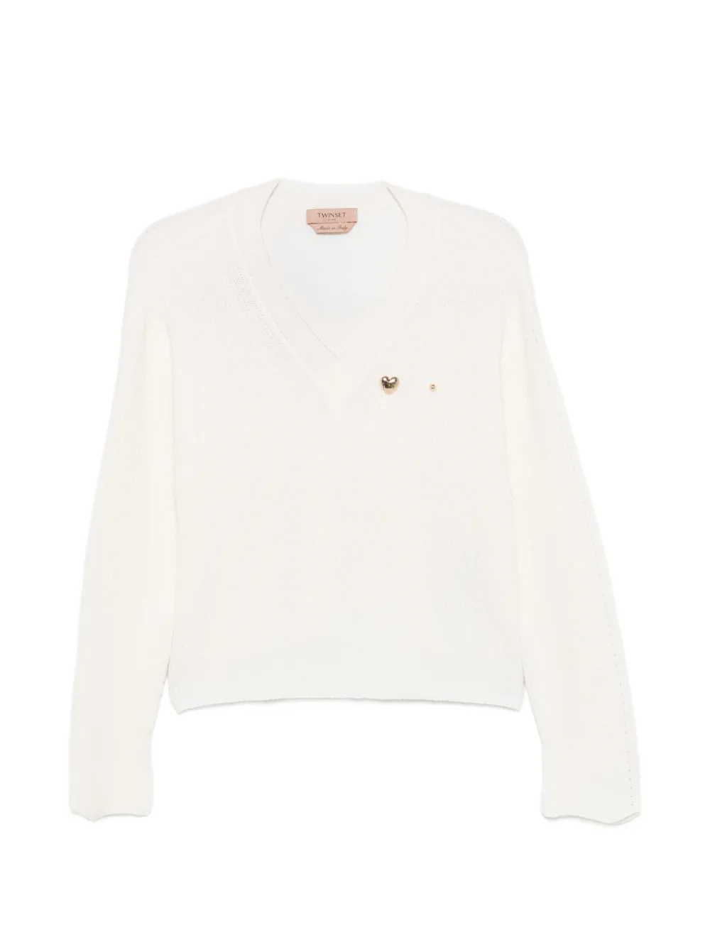 TWINSET ribbed-knit V-neck sweater - Bianco
