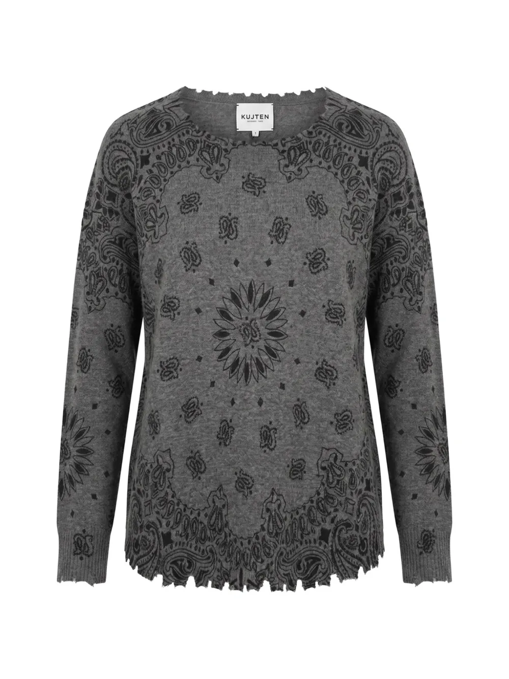 kujten paisley-print distressed sweater - Grau