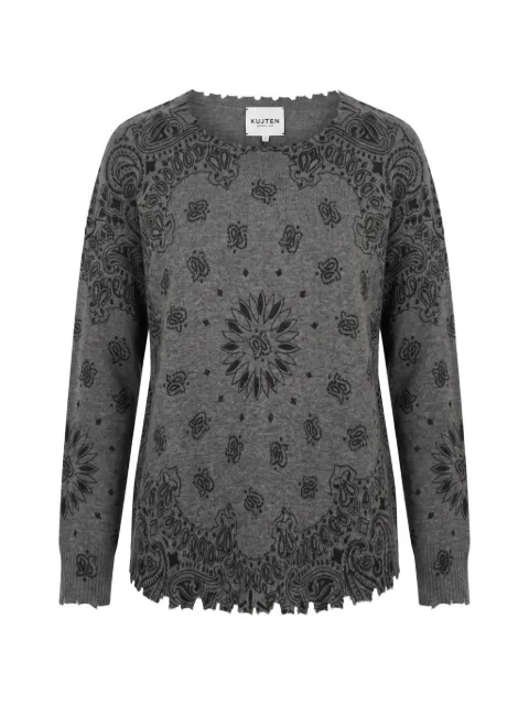 kujten paisley-print distressed sweater