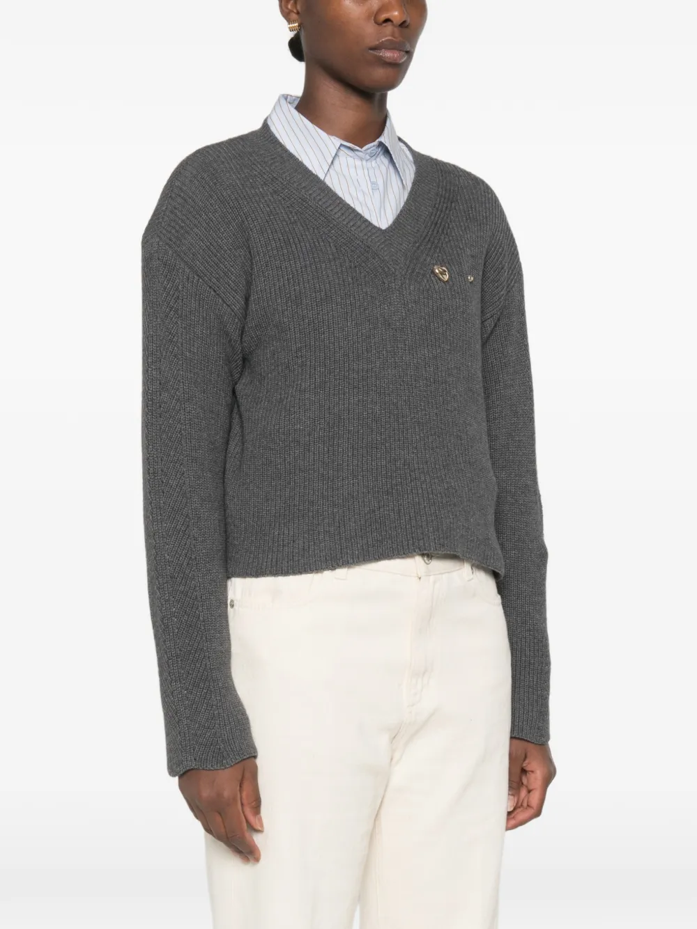 TWINSET Ribgebreide trui Grijs