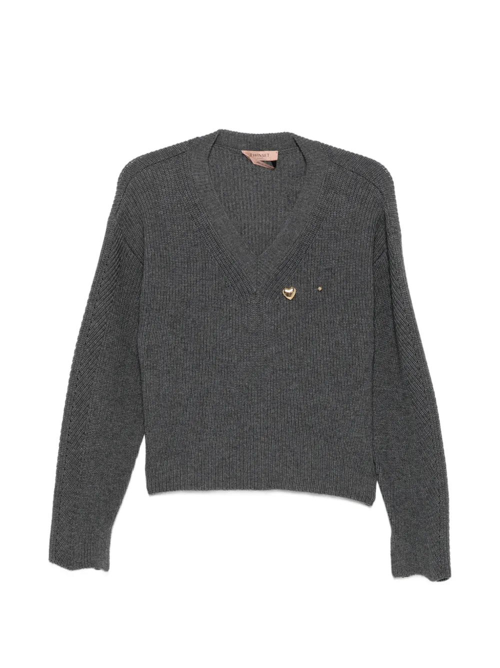TWINSET ribbed-knit V-neck sweater - Grigio