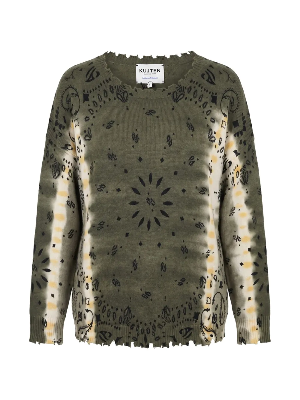 kujten Mela bandana-print distressed sweater