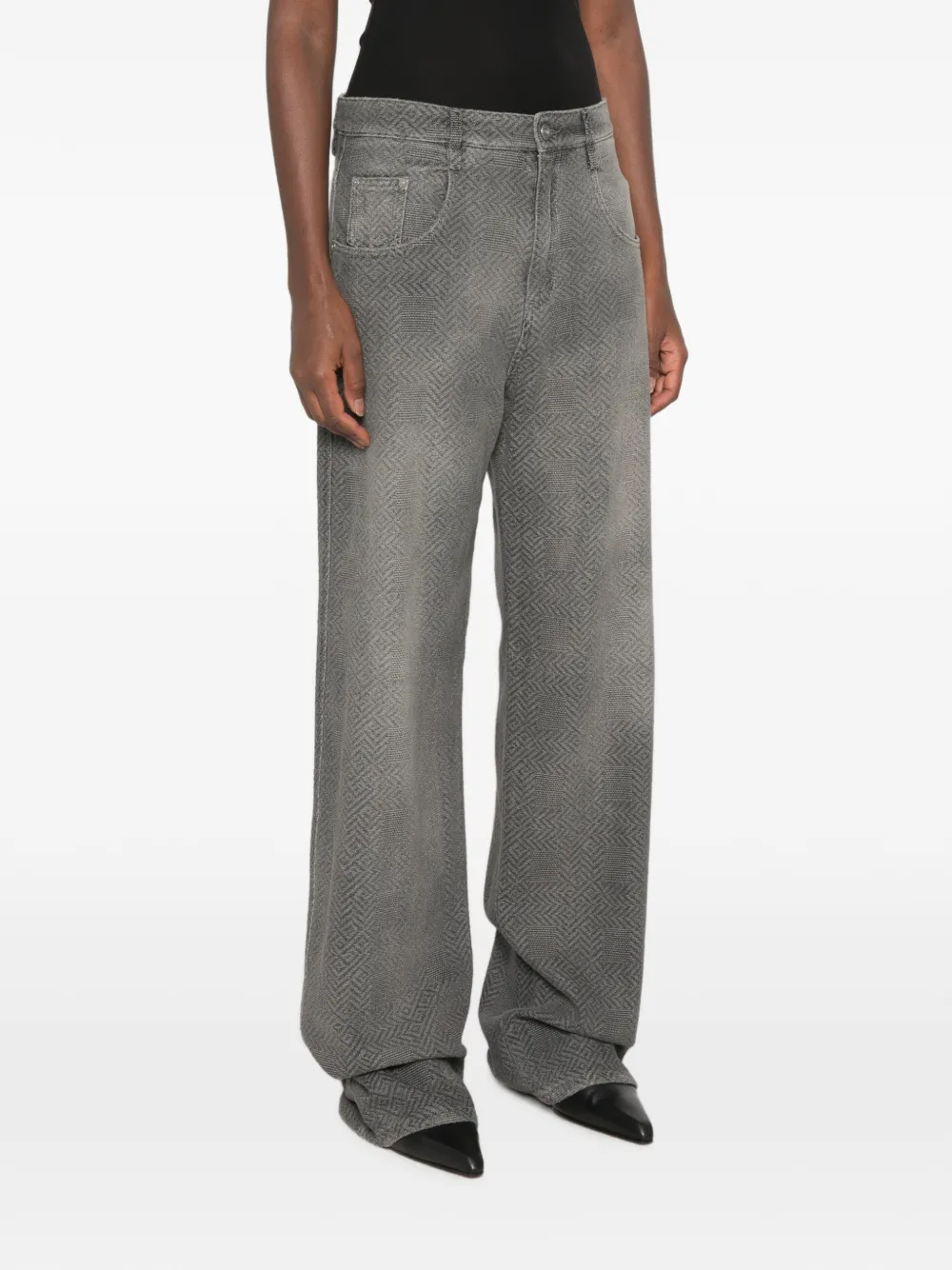 Ermanno Scervino Jeans met wijde pijpen en geometrisch patroon Grijs