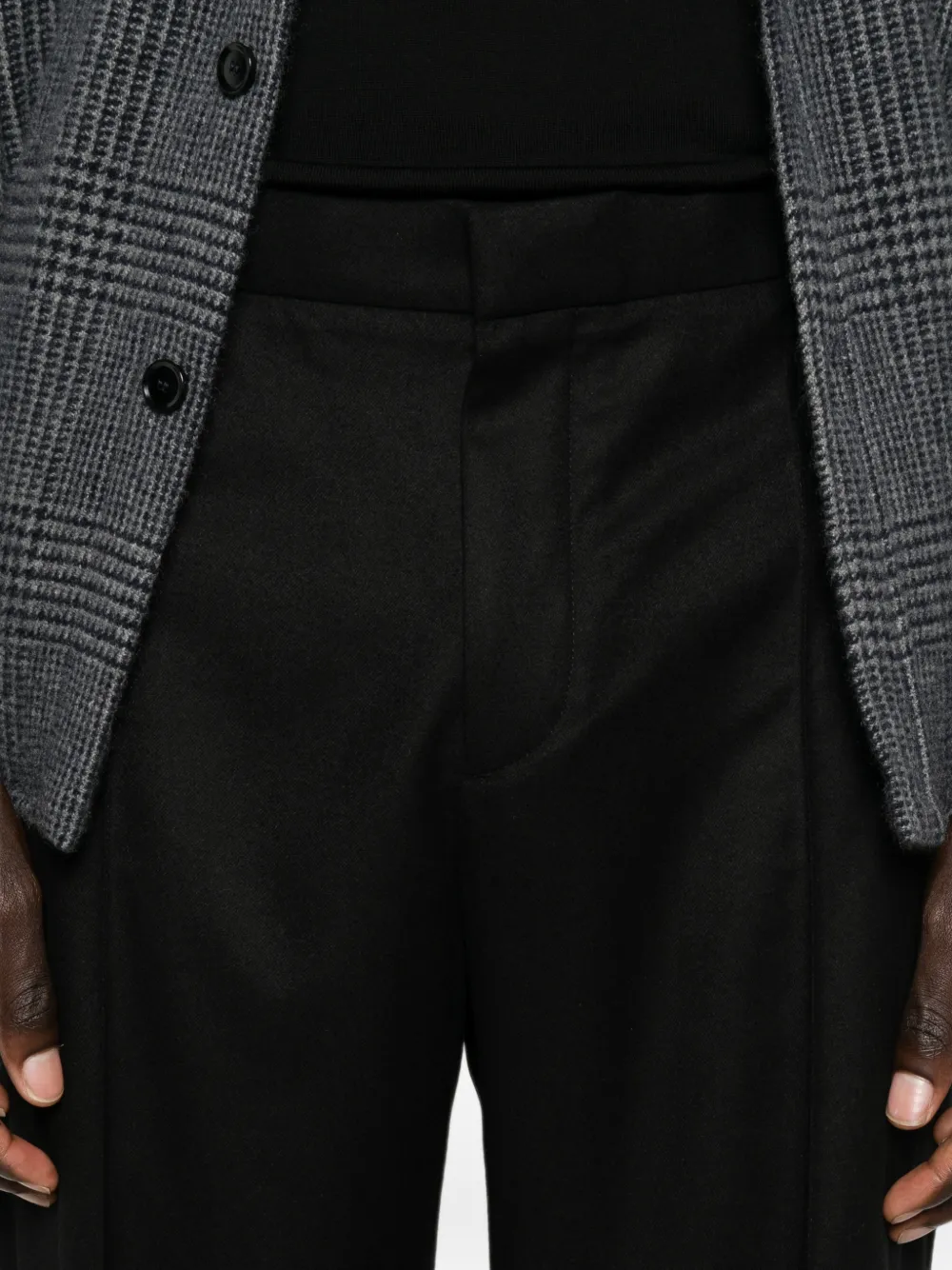 Zegna elasticated-waistband pressed-crease trousers Zwart