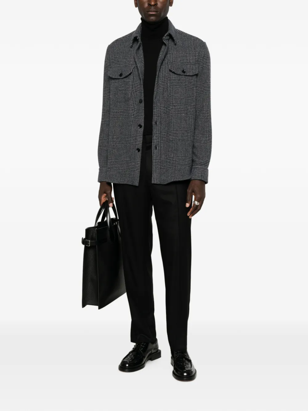 Zegna elasticated-waistband pressed-crease trousers Zwart