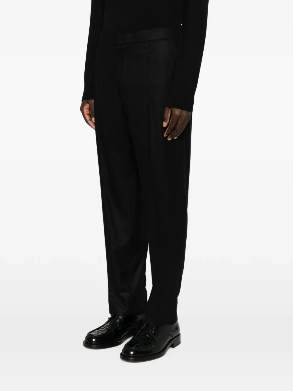 Zegna elasticated-waistband pressed-crease trousers Zwart