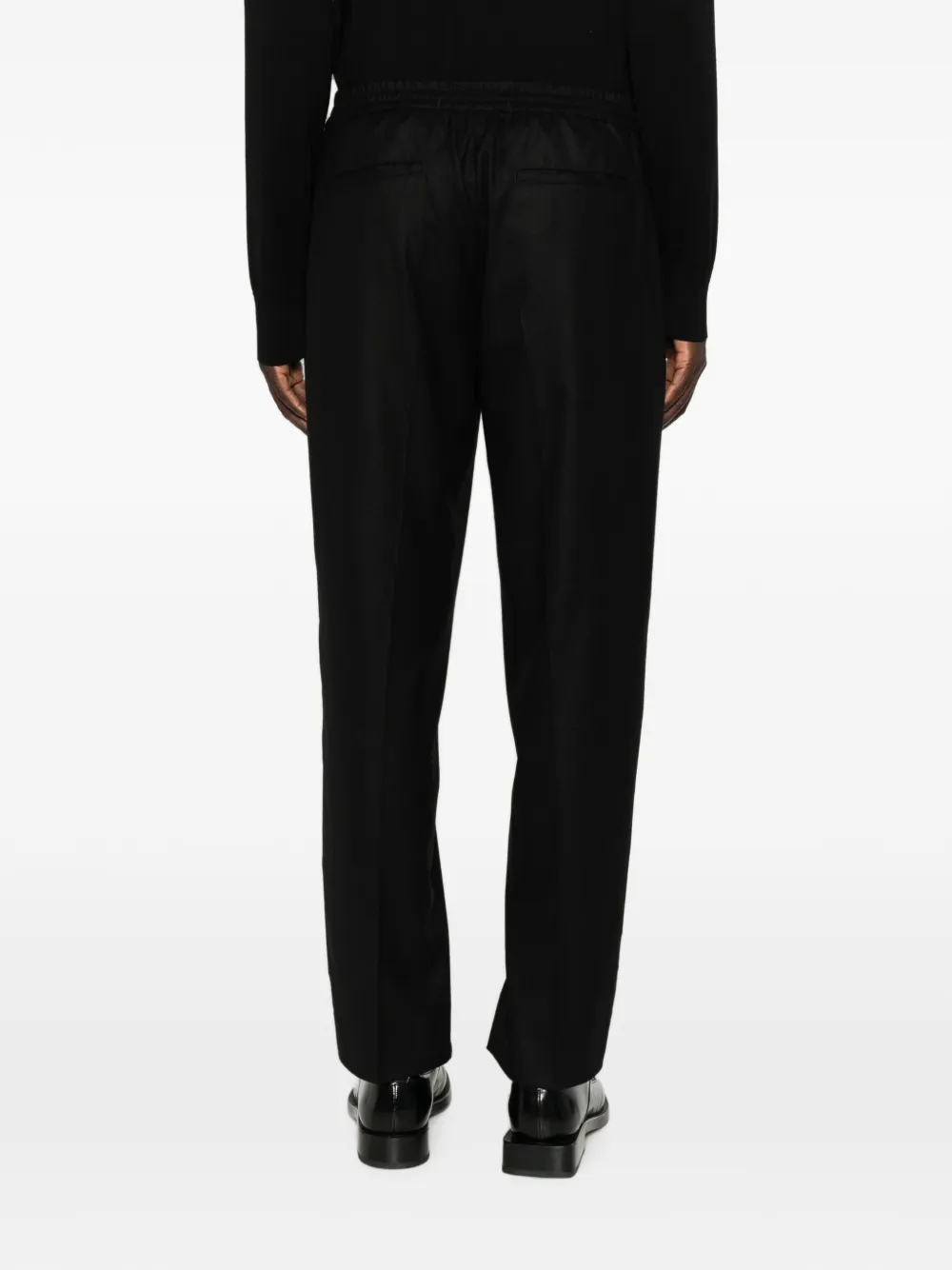 Zegna elasticated-waistband pressed-crease trousers Zwart