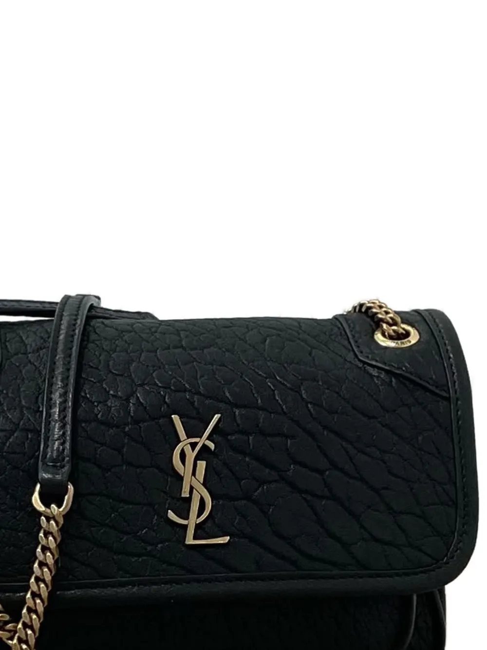 Saint Laurent Niki mini-schoudertas van bewerkt lamsleer Zwart