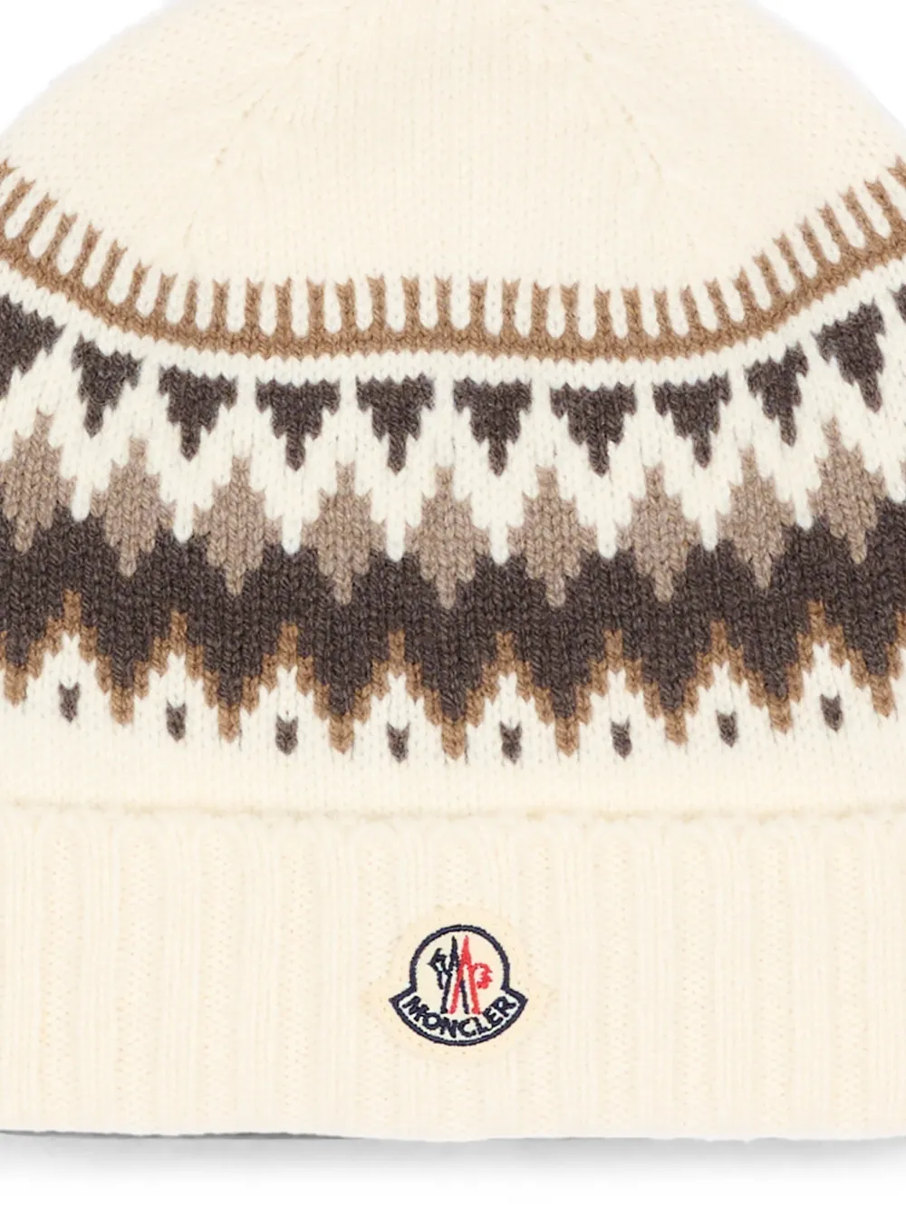 Moncler Enfant Fair Isle muts met scheerwol Beige