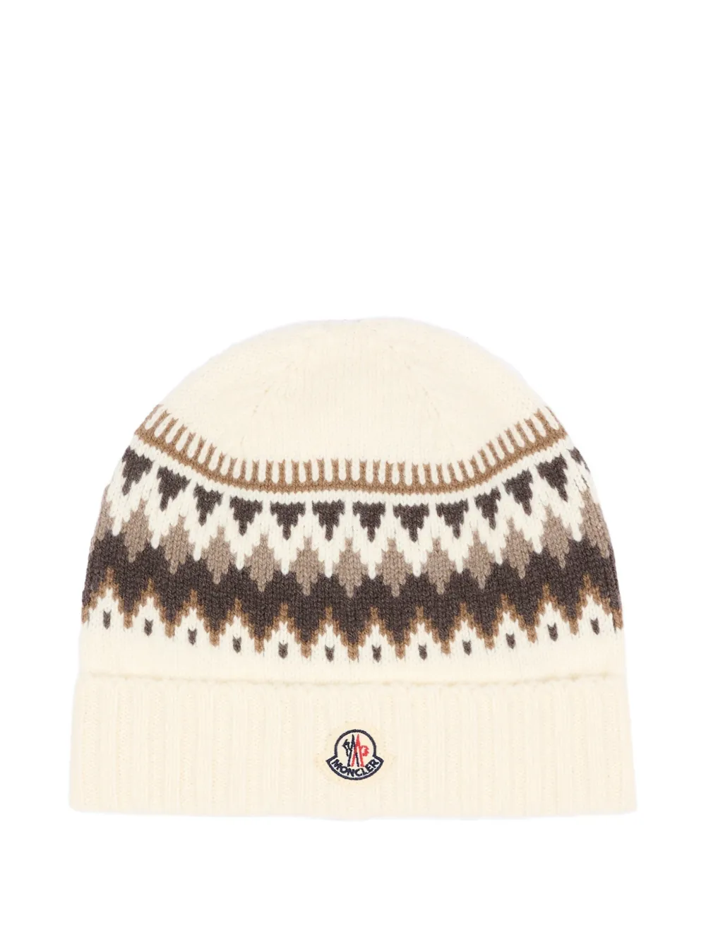 Moncler Enfant Fair Isle muts met sc wol Beige