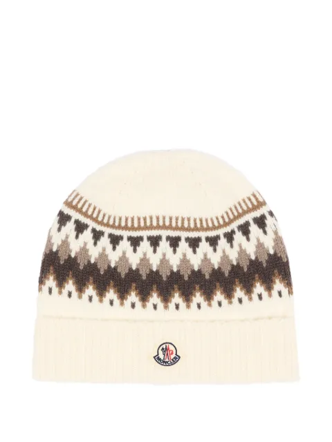 Moncler Enfant Fair Isle virgin wool beanie hat