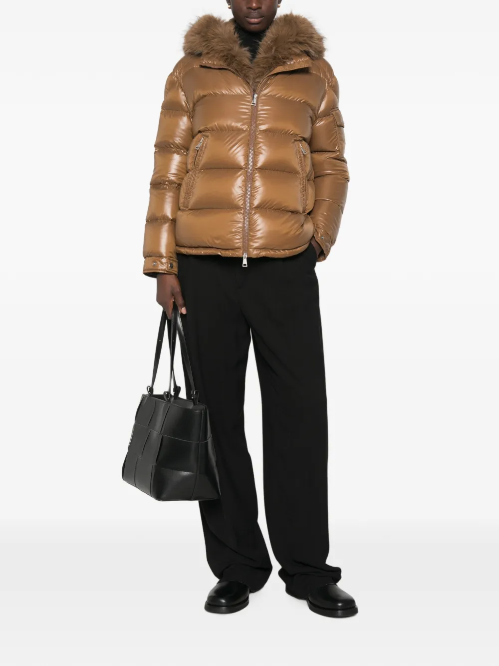 Moncler fur-trim quilted jacket Bruin