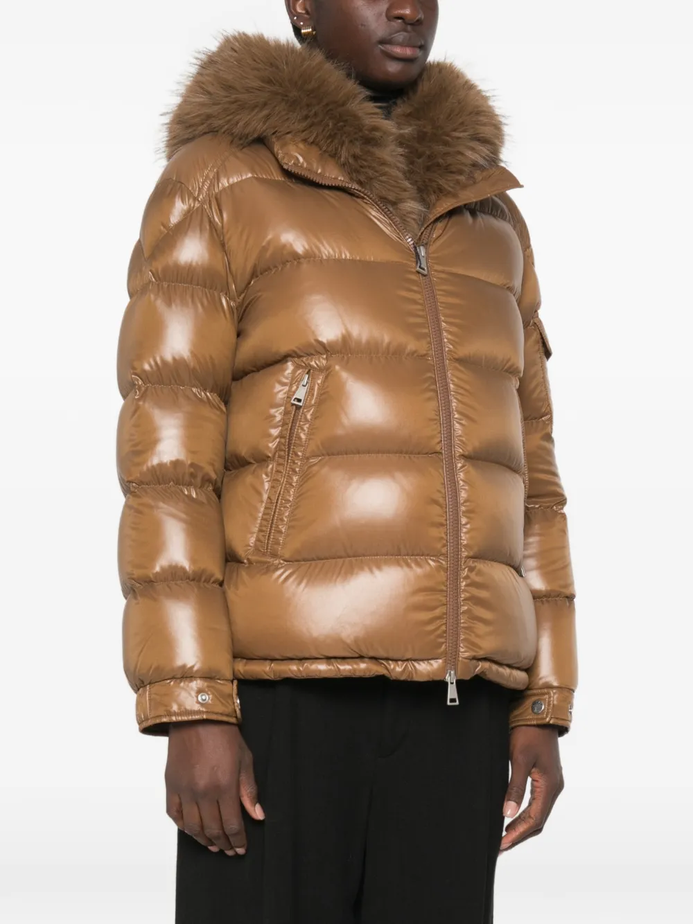 Moncler fur-trim quilted jacket Bruin