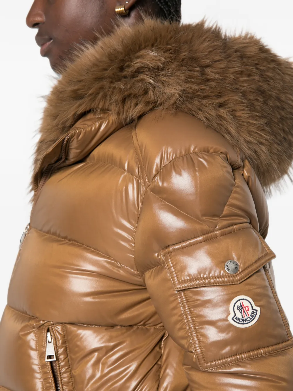 Moncler fur-trim quilted jacket Bruin