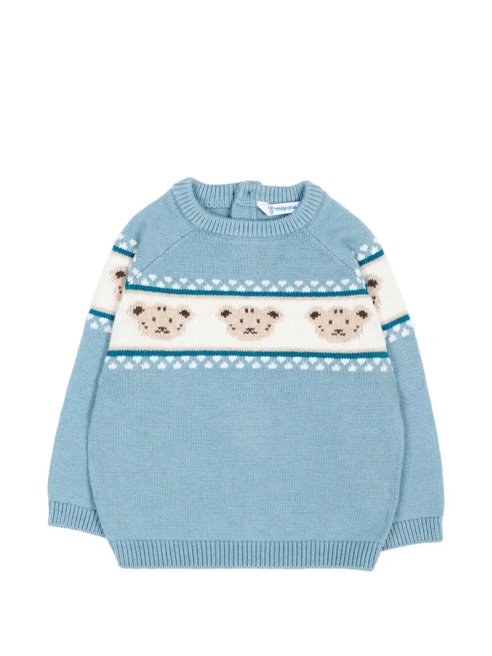 Mayoral bear-intarsia raglan-sleeve sweater - Blau