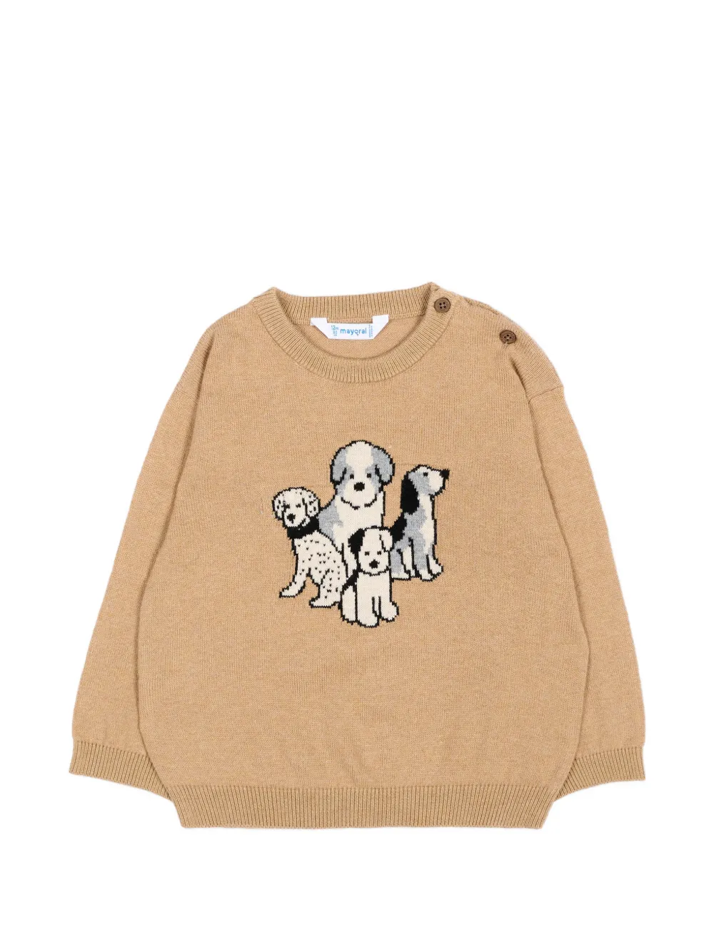 Mayoral dog-intarsia button-fastening sweater - Marrone