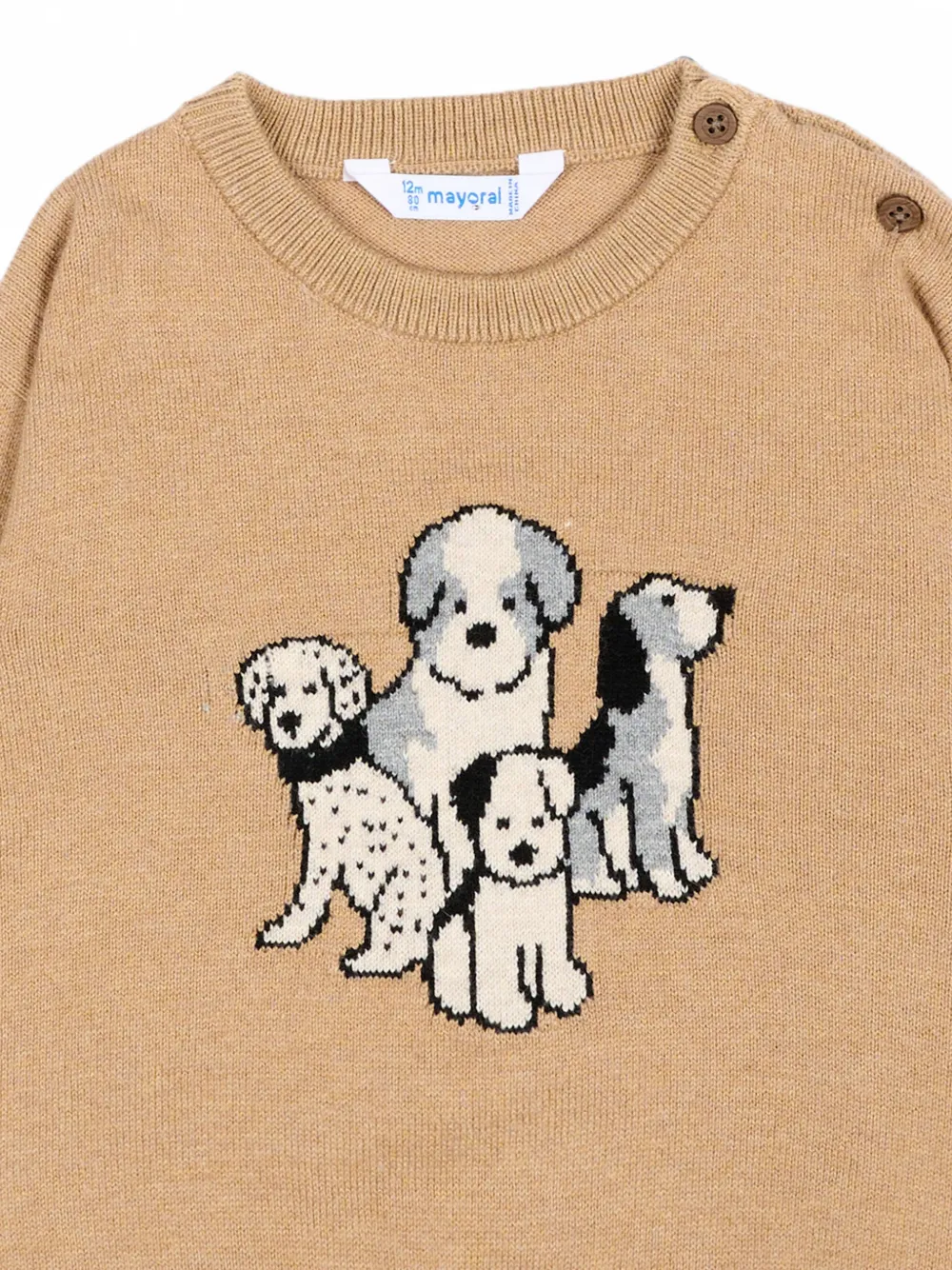 Mayoral Trui met knoopsluiting en beer-intarsia Bruin
