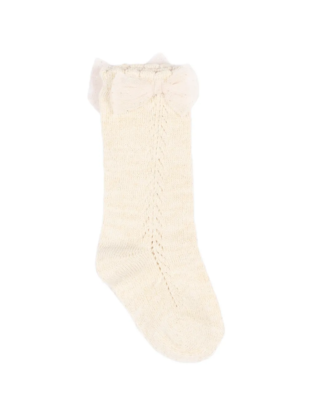 Mayoral Pointelle gebreide sokken met strikdetail Beige