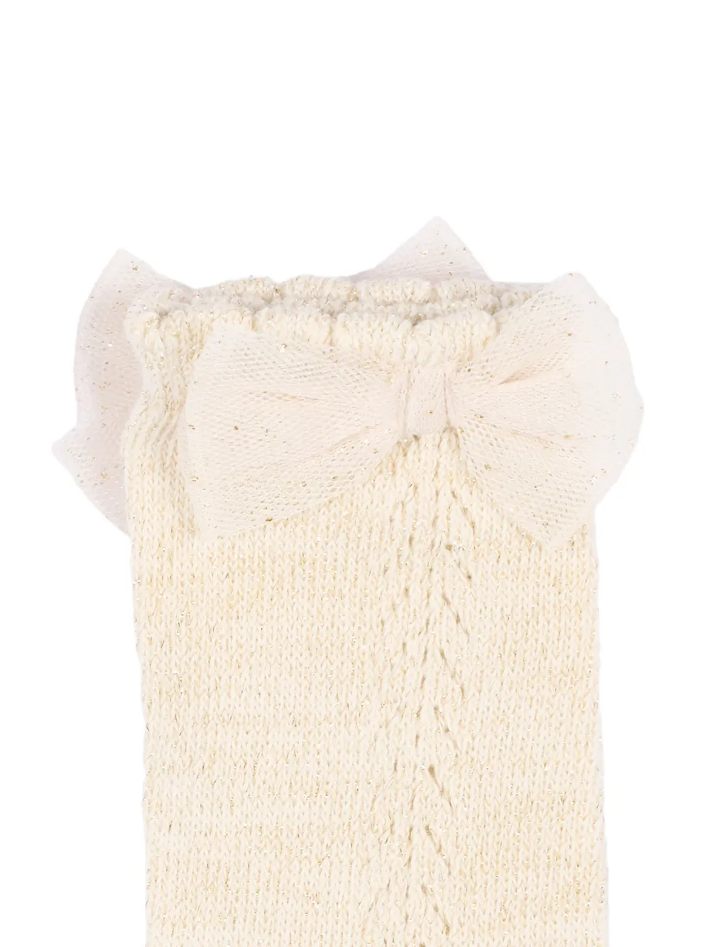 Mayoral Pointelle gebreide sokken met strikdetail Beige