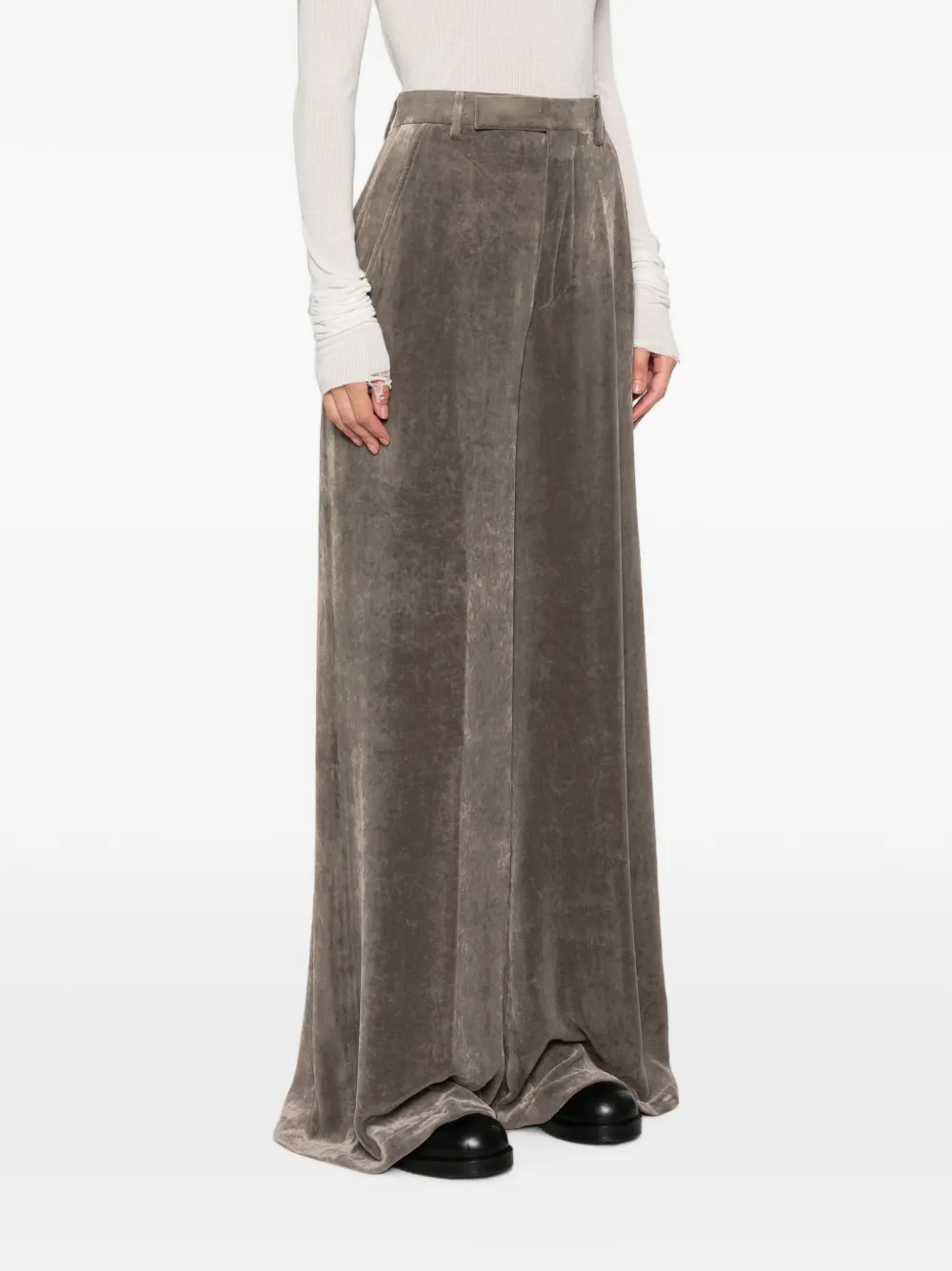Rick Owens Palazzo broek met fluwelen effect Grijs