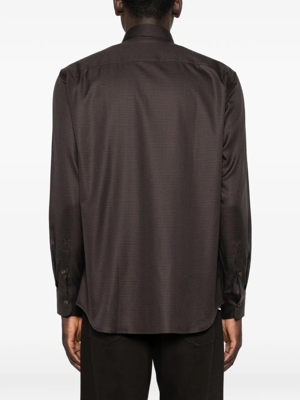 Brioni Geruit overhemd Bruin