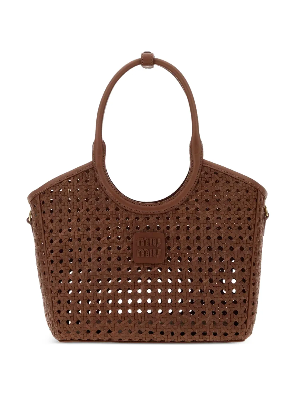 Miu Miu woven leather tote bag - Marrone