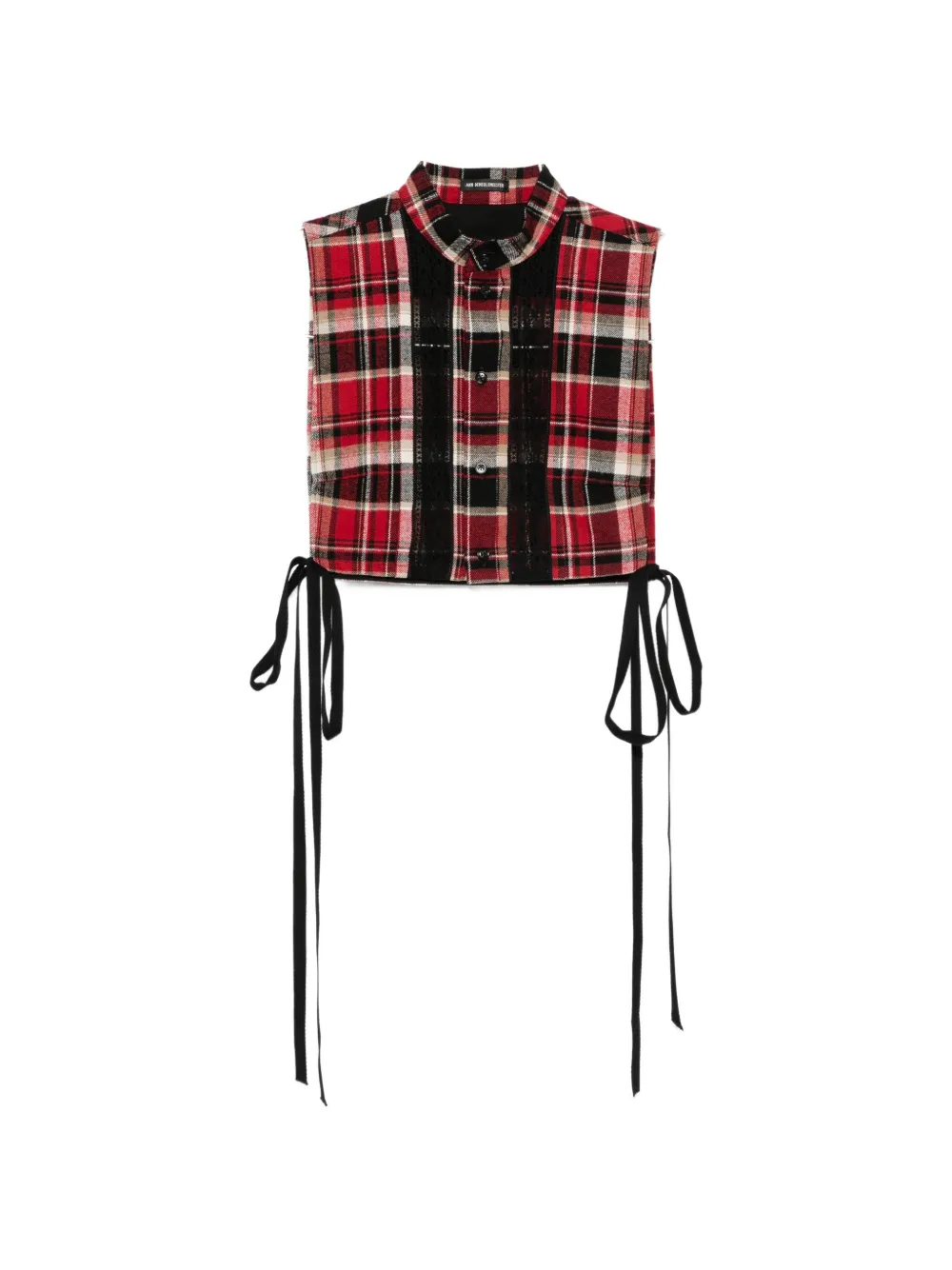 Ann Demeulemeester lace-trim checked top - Rosso