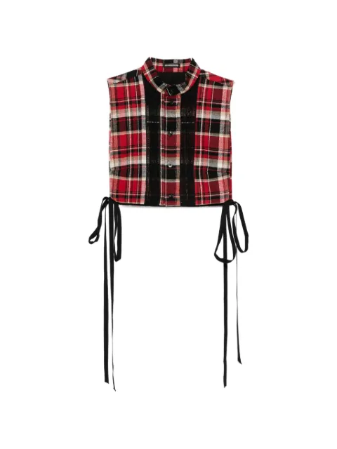 Ann Demeulemeester lace-trim checked top
