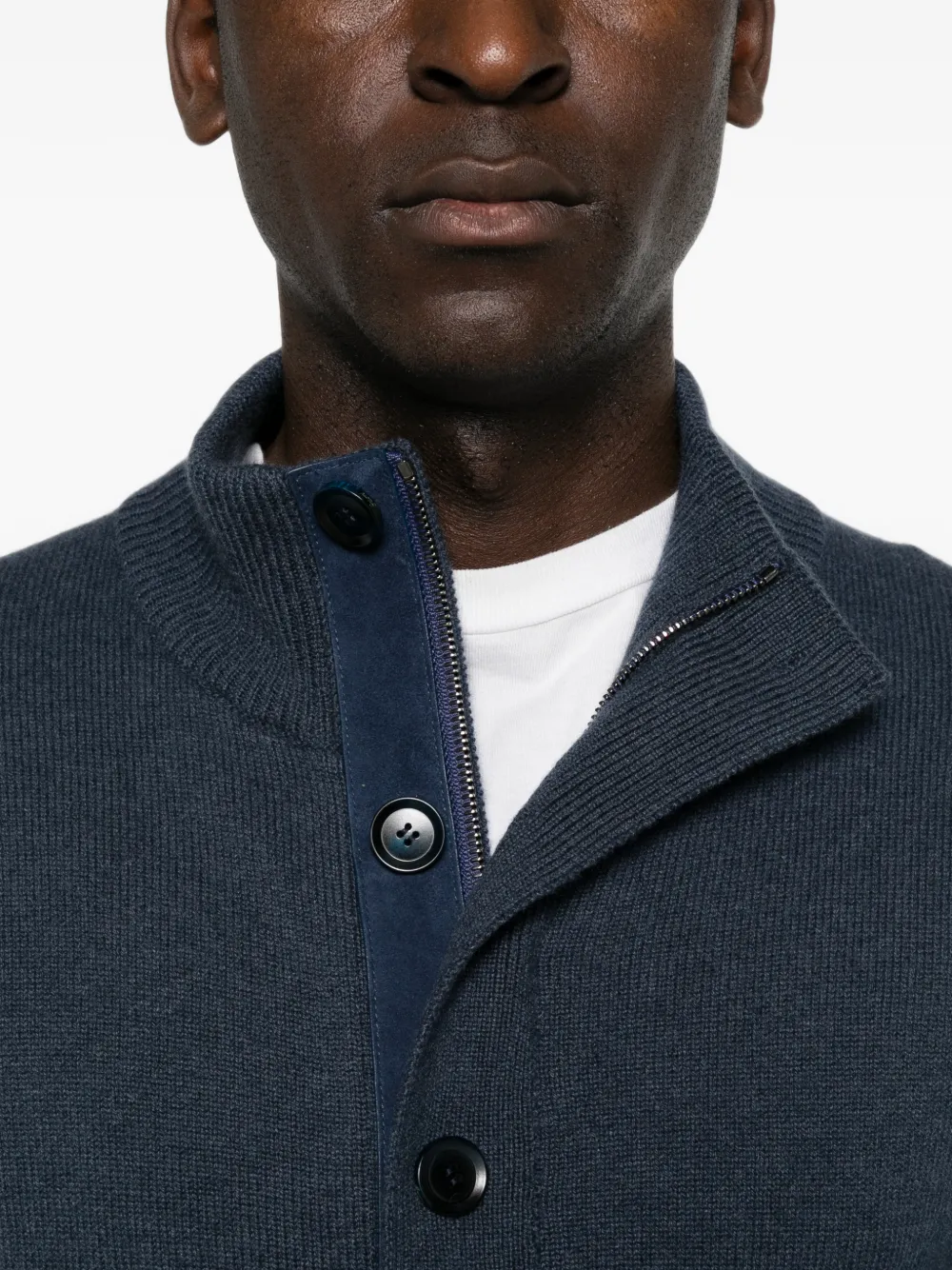 Brioni Vest met hoge hals en knopen Blauw