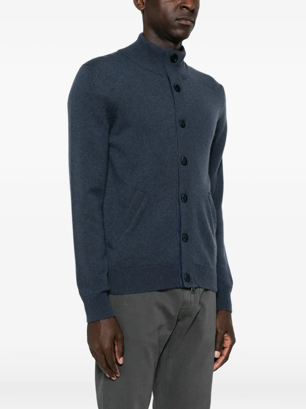 Brioni Vest met hoge hals en knopen Blauw