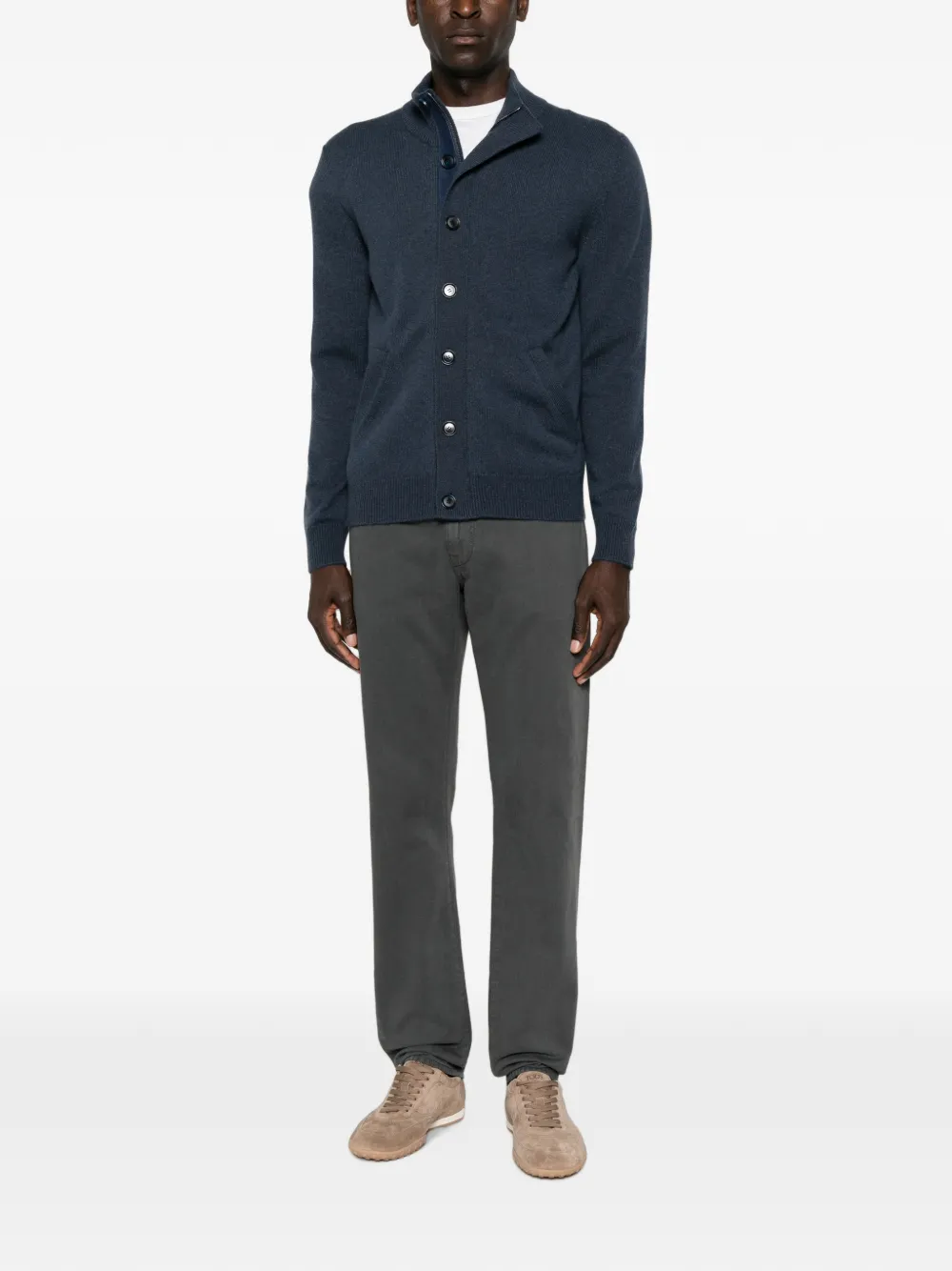 Brioni Vest met hoge hals en knopen Blauw
