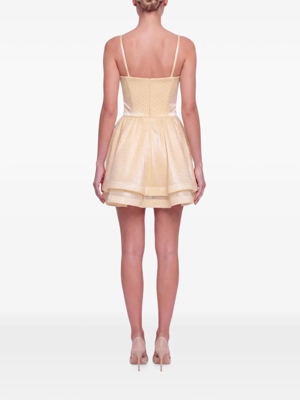POST MERIDIEM Bustier-mini-jurk verfraaid met stras Geel