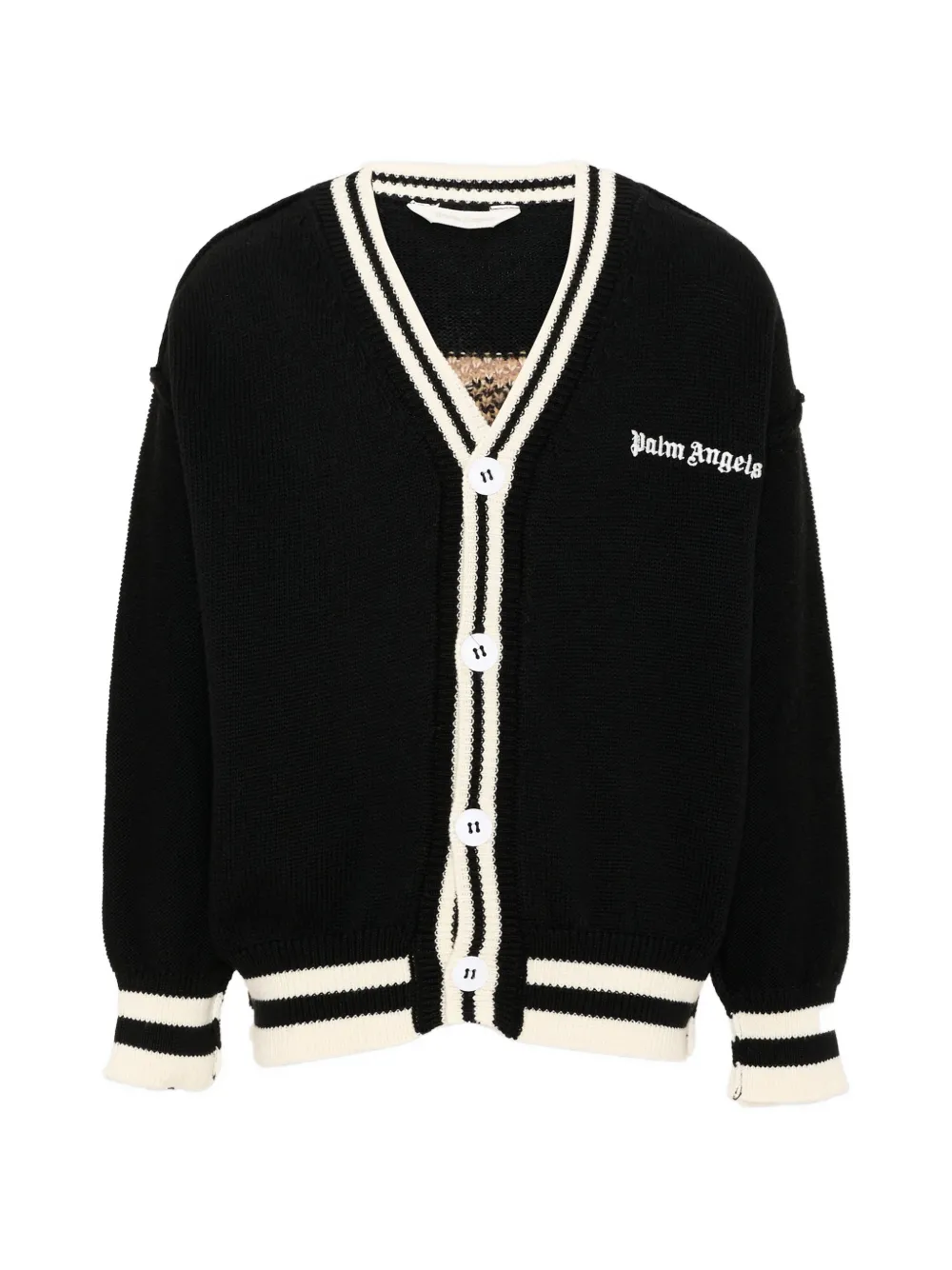 Palm Angels Kids Bear-motif logo-embroidered cardigan - Nero