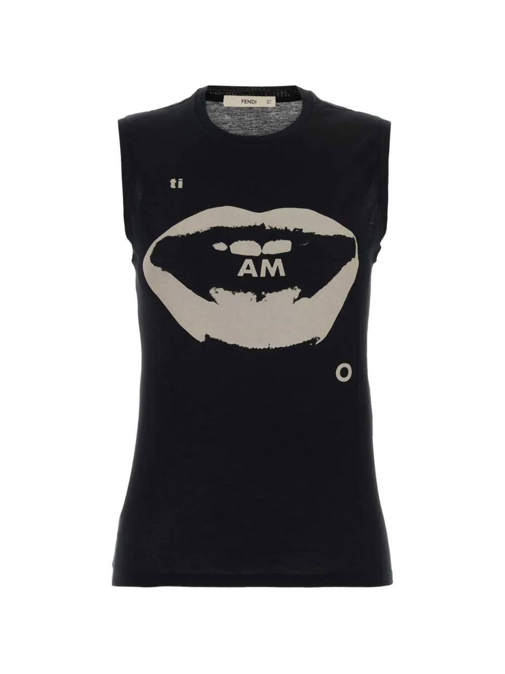 FENDI black jersey top with Ti Amo print - Nero