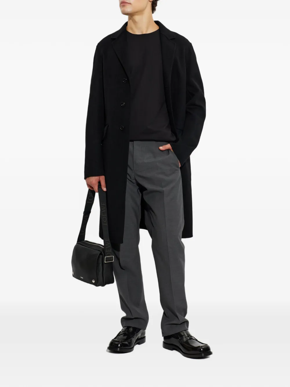 Jil Sander Jas met enkele rij knopen en gekerfde revers Zwart