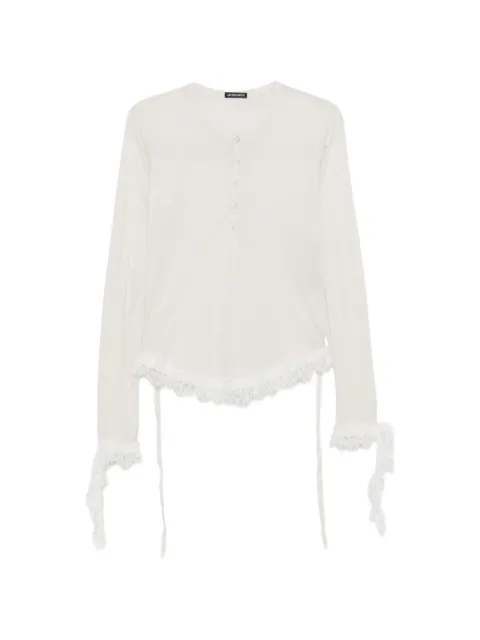 Ann Demeulemeester lace-trim long-sleeve T-shirt