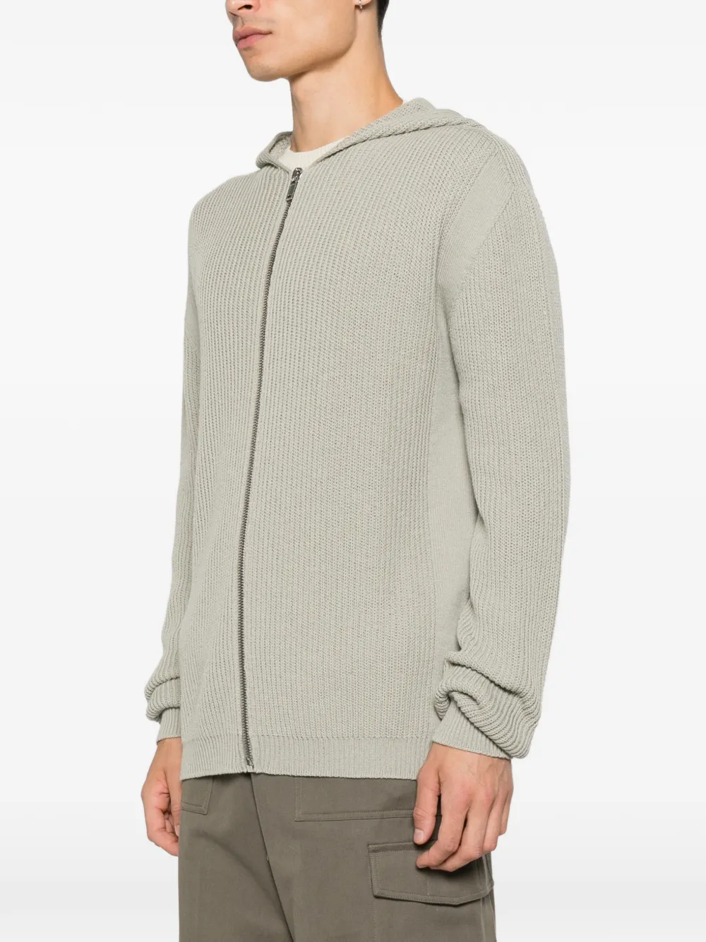 Rick Owens ribbed-knit zip-up cardigan Grijs