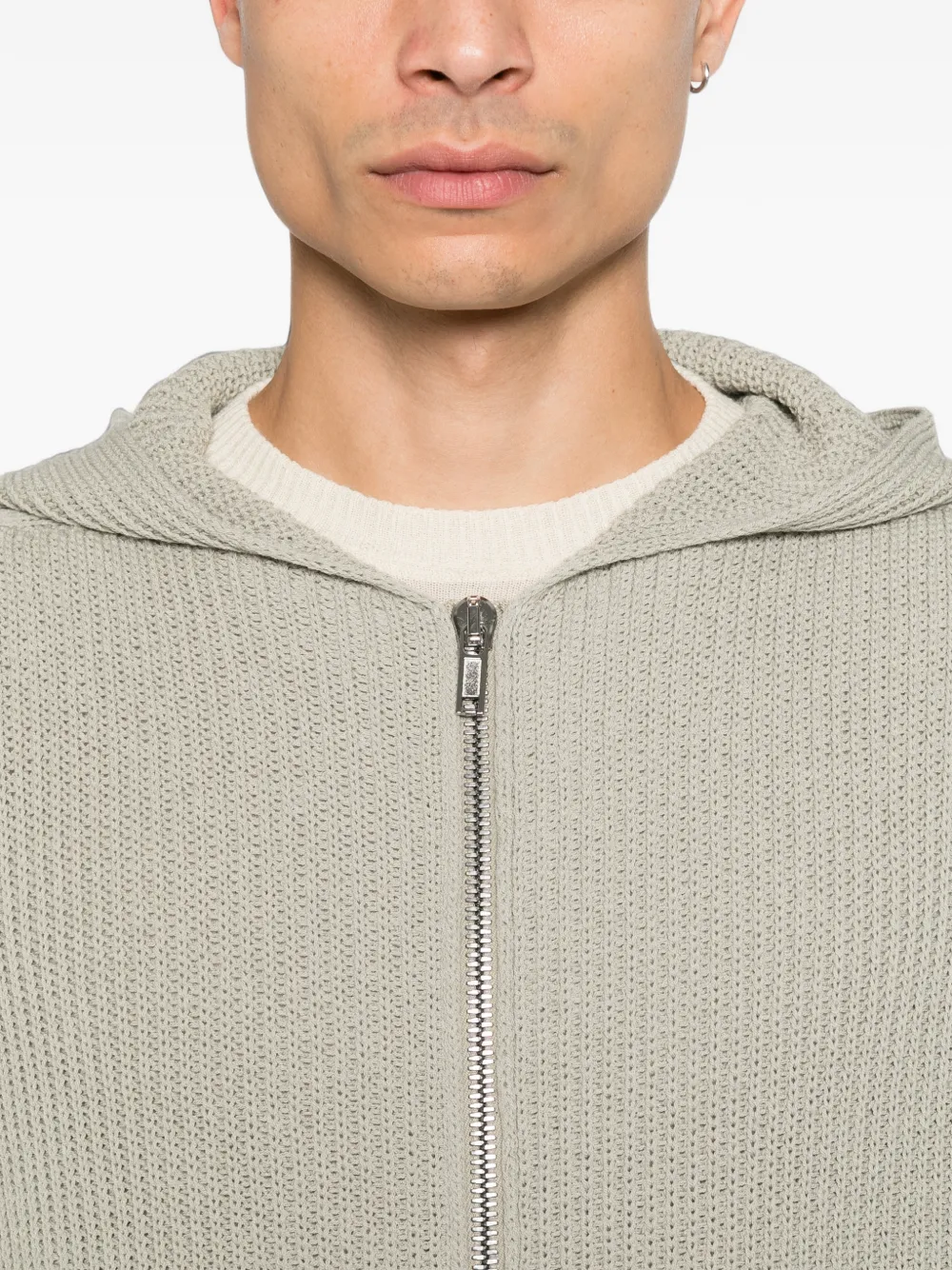 Rick Owens ribbed-knit zip-up cardigan Grijs