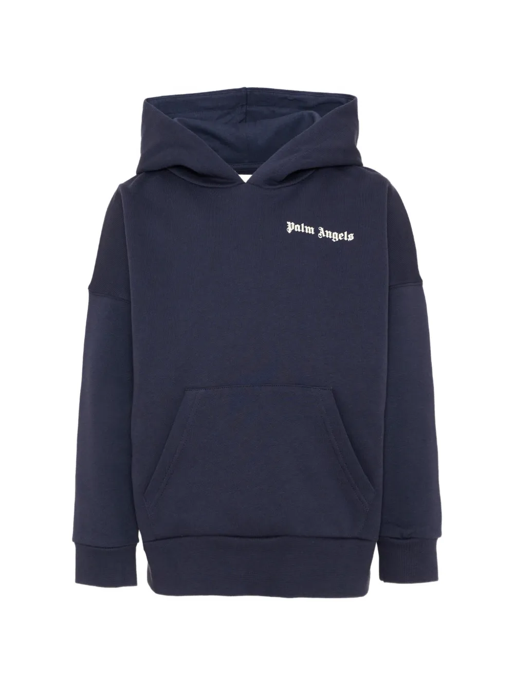 Palm Angels Kids logo-print cotton hoodie - Blu