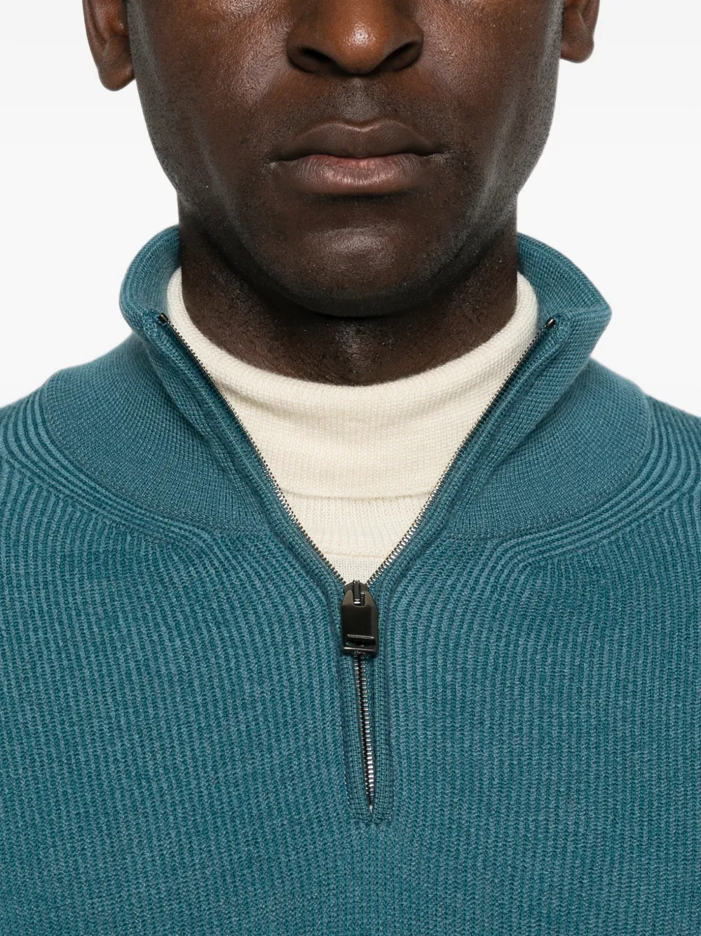 Brioni Trui met halve rits Blauw