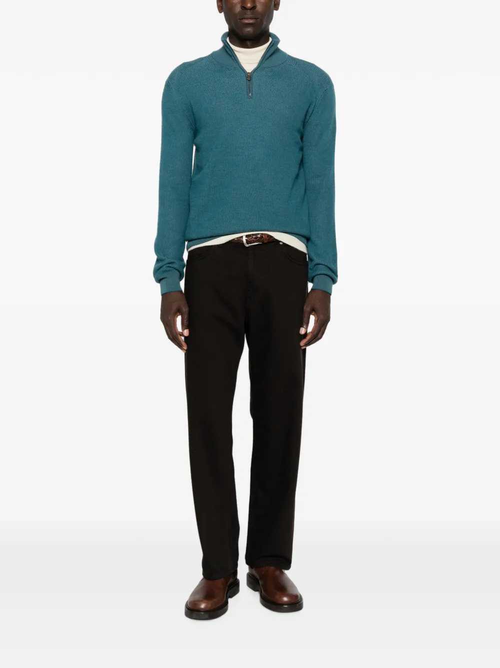 Brioni Trui met halve rits Blauw