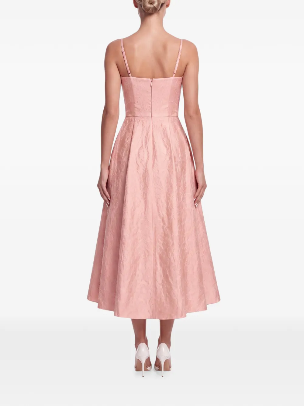 POST MERIDIEM Midi-jurk met diepe ronde hals en korset-stijl Roze